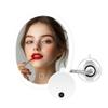 OVENTE 9'' Rechargeable Lighted Wall Mount Makeup Mirror for Bathroom with Mini Magnetic 10X Magnifying Mirror, Touch Screen Dimmable LED Lights, Flexible Gooseneck and Suction Mounting, White MOW22W view 1
