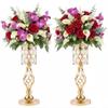 20in Metal Crystal Wedding Centerpiece Vases for Tables, Set of 2 Gold Trumpet Flower Vase Stands for Wedding Party Reception Dining Room Living Room Home Dcor view 1