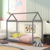 Harper & Bright Designs Twin House Floor Bed for Kids, Wooden Twin Montessori Bed Frame,Kids Twin Bed Frames for Baby Girls, Boys(Twin,Grey) view 1
