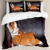 Ambesonne English Bulldog Duvet Cover Set, Puppy Resting on a Sofa Funny Animal Photography Canine, Decorative 3 Piece Bedding Set with 2 Pillow Shams, California King, Seal Brown White Brown view 1