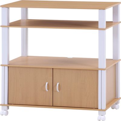 Fuji Boeki 99906 Multi Wagon, Kitchen Wagon, Width 23.5 inches (59.7 cm), Natural, White, Easy Assembly, Comes with Casters