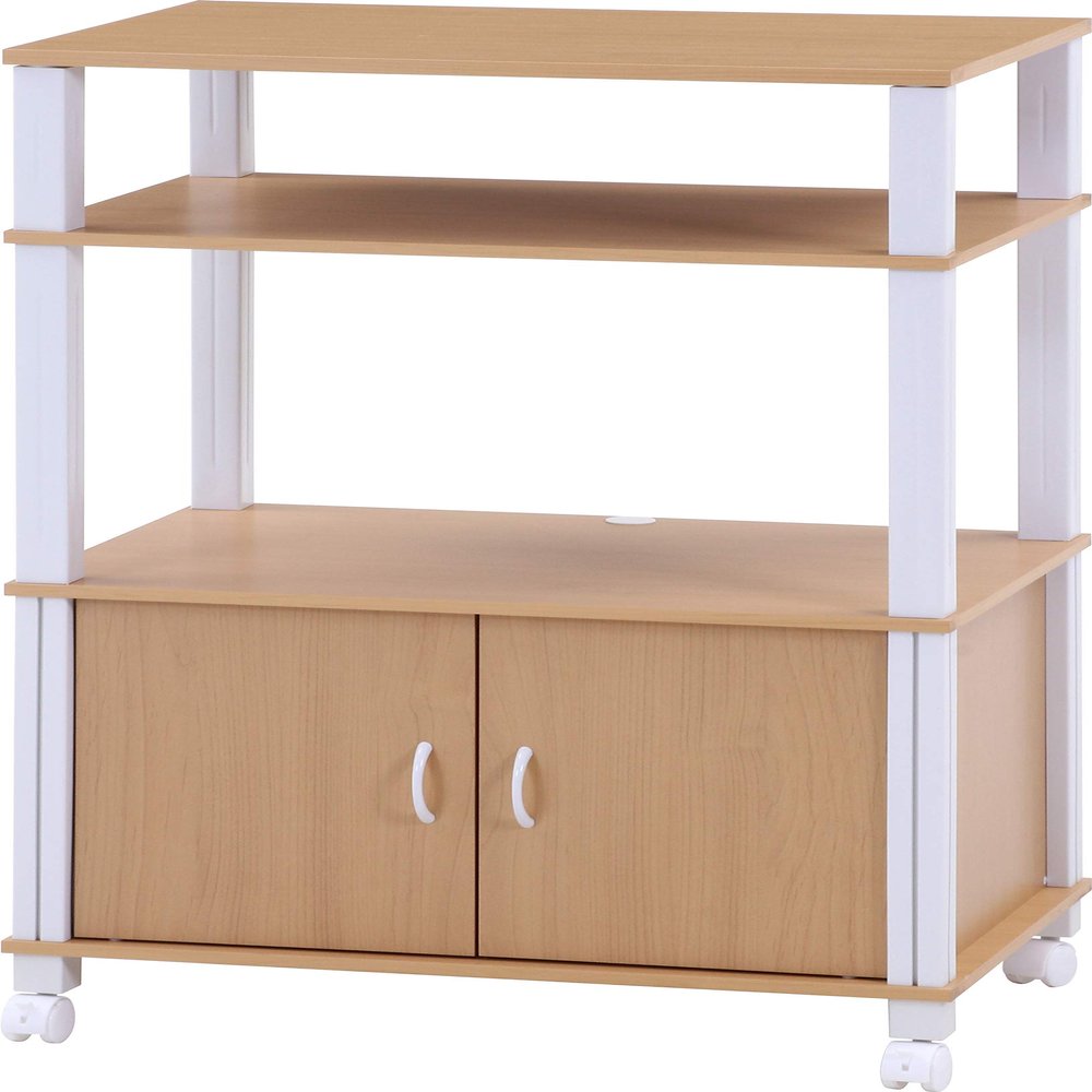 Fuji Boeki 99906 Multi Wagon, Kitchen Wagon, Width 23.5 inches (59.7 cm), Natural, White, Easy Assembly, Comes with Casters