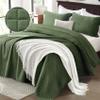 SunStyle Home Olive Green Quilt King Size, Lightweight Comforter Blanket Bedspread Soft Reversible Coverlet for All Season 3pcs Army Green Square Quilted Bedding Set (1 Quilt 2 Pillow Shams)(106"x96") view 2