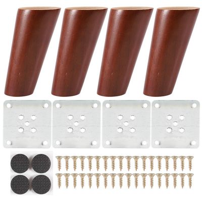 szzijia 4Pcs 6cm 8cm 10cm 12cm 15cm 18cm 20cm Walnut Wood Color Solid Furniture Legs Replacement Legs for Sofa, Bed, Coffee Table (12cm)