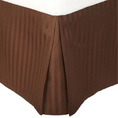 500 Thread Count Egyptian Cotton Split Corner Tailored Bed Skirt/Dust Ruffle with 16" Drop Length Striped Pattern (King, Chocolate)