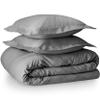 100% Egyptian Cotton 3 Piece Twin Duvet Cover and Pillow Shams, Premium Hotel Comforter Quilt Cover, 800 Thread-Count Breathable Sateen-Weave with Zipper Closure, Corner-Ties - Twin, Light Grey view 1