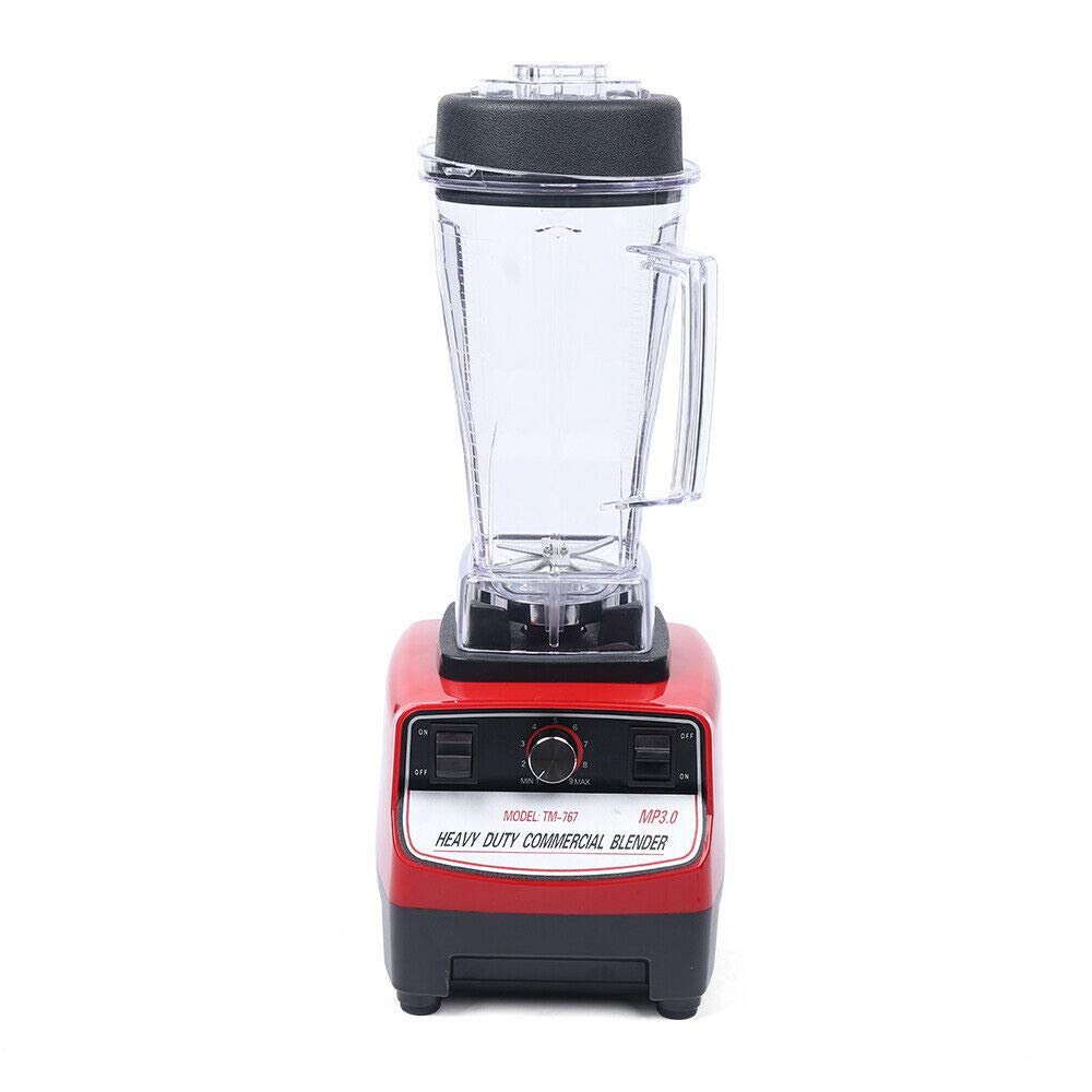 110V Professional 2L 1500W 2HP Heavy Duty Commercial Grade Countertop Electric Mixer Juicer Mixer Food Processor for Crushing Ice, Frozen Dessert, Soup,Fish,Speed 4300RPM (Red+White)