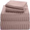 500 Thread Count Egyptian Quality Cotton 4-PCs Bed Sheet Set Fit Up 15-18" Deep Pocket Striped Pattren (Twin, Taupe) view 1