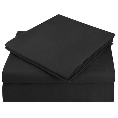 6-PCs Bed Sheet Set - Real 500 Thread Count Egyptian Cotton 6 Pieces Sheet Set Fit Up to 15-18" Deep Pocket Solid Pattern (Full, Black)