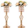 24in Metal Diamond Crystal Wedding Centerpiece Vases for Tables, Set of 2 Gold Versatile Tall Flower Holders Centerpiece Flower Stands for Wedding Party Reception Dining Room Living Room Home Dcor view 1