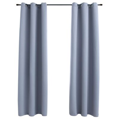 Tidyard Blackout Curtains with Rings, Thermal Insulating Window Drapes 37x84 Inches Gray Fabric for Living Room Bedroom Office