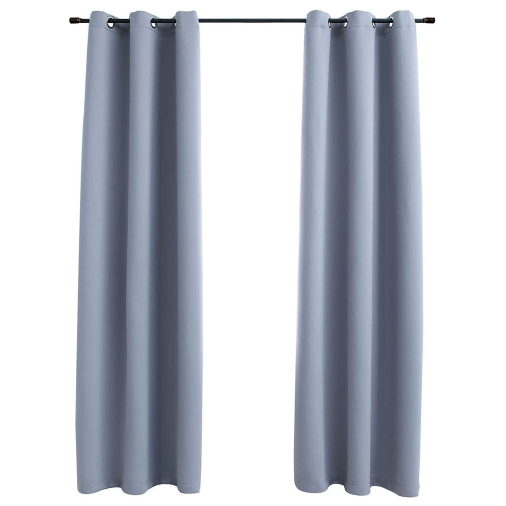 Tidyard Blackout Curtains with Rings, Thermal Insulating Window Drapes 37x84 Inches Gray Fabric for Living Room Bedroom Office