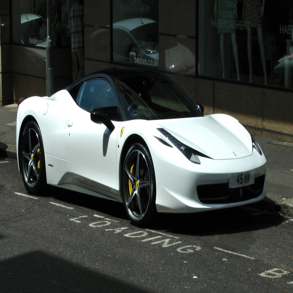 Iconic Arts White Ferrari Pininfarina Car Laminated Poster 24x36