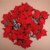 ciciTree Red Christmas Artificial Poinsettia Garland String Lights for Garden Fireplace Door Decoration view 3