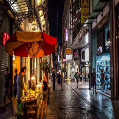 Iconic Arts Athens Greece Alley at Night Laminated Poster 24x36