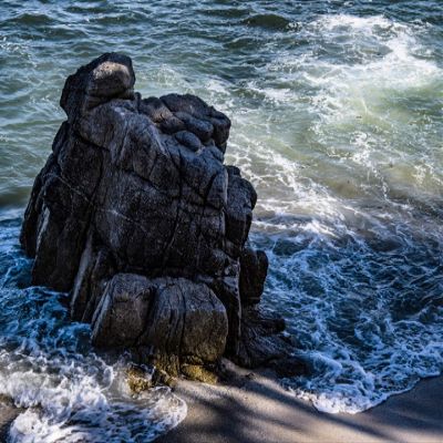 Iconic Arts Ocean Beach Rock Formation Laminated Poster 24x36