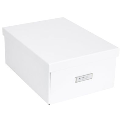 Bigso Box of Sweden Katia Collapsible Storage Box with Labelframe for Easy Identification - Simple Assembly Without Tools - Decorative Storage Boxes with Lids - 11.3in x 15.4in x 6.4in - White