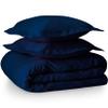 100% Egyptian Cotton 3 Piece Queen Duvet Cover and Pillow Shams, Premium Hotel Comforter Quilt Cover, 800 Thread-Count Breathable Sateen-Weave with Zipper Closure, Corner-Ties - Queen, Navy Blue view 1