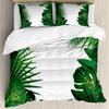 Ambesonne Leaf Duvet Cover Set, Exotic Fantasy Hawaiian Tropical Palm Leaves Floral Graphic Artwork Print, Decorative 3 Piece Bedding Set with 2 Pillow Shams, California King, Green White view 1