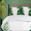 Ambesonne Leaf Duvet Cover Set, Exotic Fantasy Hawaiian Tropical Palm Leaves Floral Graphic Artwork Print, Decorative 3 Piece Bedding Set with 2 Pillow Shams, California King, Green White view 3