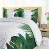 Ambesonne Leaf Duvet Cover Set, Exotic Fantasy Hawaiian Tropical Palm Leaves Floral Graphic Artwork Print, Decorative 3 Piece Bedding Set with 2 Pillow Shams, California King, Green White view 4