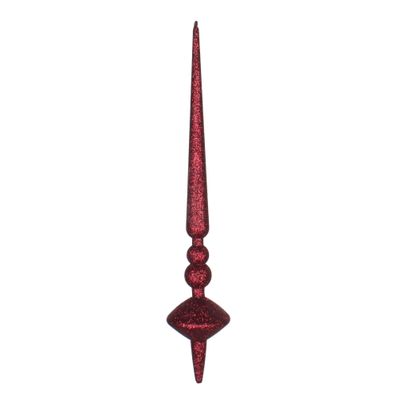 Vickerman 18" Glitter Cupola Finial Ornament, Shatterproof Plastic, Holiday Christmas Tree Decoration, 2 Pack, Burgundy