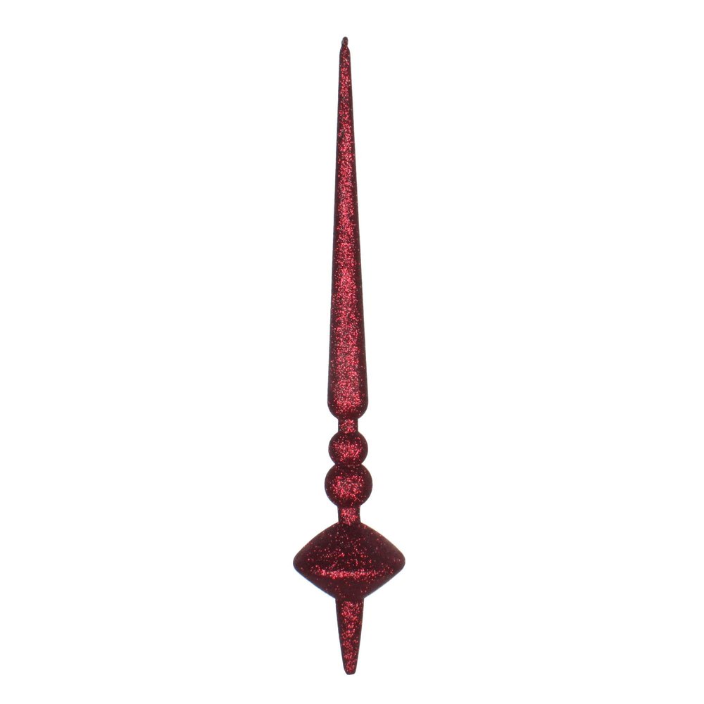 Vickerman 18" Glitter Cupola Finial Ornament, Shatterproof Plastic, Holiday Christmas Tree Decoration, 2 Pack, Burgundy