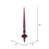 Vickerman 18" Glitter Cupola Finial Ornament, Shatterproof Plastic, Holiday Christmas Tree Decoration, 2 Pack, Burgundy view 2
