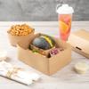 Restaurantware-Bio Tek 8.4 x 6 x 3.5 Inch Burger Trays, 100 Disposable Paper Food Trays - Recyclable, Sturdy, Kraft Paper Movie Snack Trays, For Meals, Snacks, And Baked Goods view 4