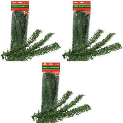 Christmas House Holiday Garland Flexible Ties 12 Count Packs Pack of 3