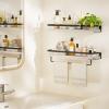 AMADA HOMEFURNISHING Bathroom Shelves with Towel Bar, Floating Shelves, Wall Shelves for Bathroom/Living Room/Kitchen/Bedroom, White, Set of 2 - AMFS01W view 2
