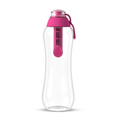 Dafi Sport Water Bottle with Filter Pink 0.5L BPA-Free Reusable Bottle with Activated Carbon Filter Removes Chlorine Taste & Odor Perfect for Active Lifestyle Travel Gym Work Made in Europe