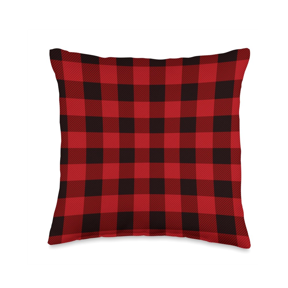 Classic Red & Black Buffalo Plaid Check Pattern Design Throw Pillow