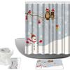Amagical Christmas Branch with Owls Bells and Bird and Snowman Pattern 4 Piece Bathroom Mat Set Shower Curtain Set Bath Mat Contour Mat Toilet Cover Shower Curtian 12 Hooks view 1