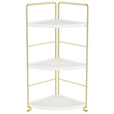 3-Tier Kitchen Spice Rack , Standing Rack,Triangle Bathroom Countertop Storage Shelf ,Cosmetic Organizer Holder , Stackable Cabinet Organizer , Kitchen Counter Shelf , Corner Spice Rack ,Golden