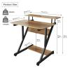 Dripex Computer Desk for Small Spaces, Z Shaped Small Computer Desk, 27.5 inch Compact Desk with Monitor Shelf and Bottom Storage Shelves, Space Saving Desk, Walnut view 3