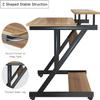 Dripex Computer Desk for Small Spaces, Z Shaped Small Computer Desk, 27.5 inch Compact Desk with Monitor Shelf and Bottom Storage Shelves, Space Saving Desk, Walnut view 4