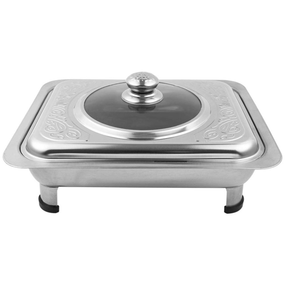 Cabilock 1pc Stainless Steel Tray Cover Serving Dish for Food Snacks and Desserts Design for Kitchen and Buffet Use