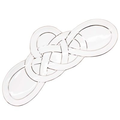 24to3 Nishitomi Pottery Arita Ware Plate, Tasei Kiln, Long Plate, Pottery Plate, Long Plate, Approx. 9.8 x 4.3 inches (25 x 11 cm), Pine Knot, Platinum, Christmas, New Year's Tableware, Made in Japan