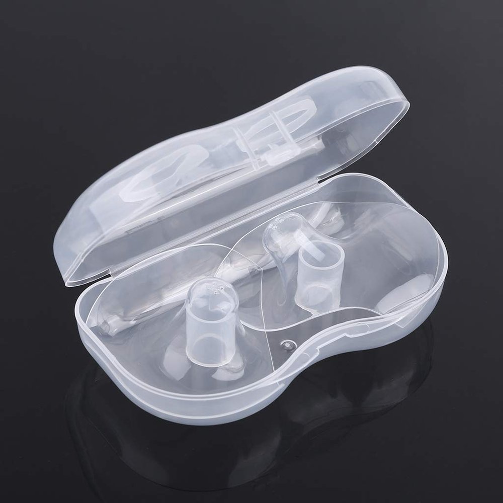 PimeO 2Pcs Ultra-Thin Silicone Nipple Shield Protector Baby Breast Milk Feeding