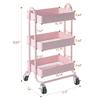 MIOCASA 3-Tier Metal Utility Rolling Cart, Heavy Duty Multifunction Cart with Lockable Casters, Easy to Assemble, Suitable for Office, Bathroom, Kitchen, Garden view 2