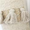 CASA BOHO Boucle Christmas Stocking, Boho Holiday Stocking with Tassels, Fireplace Mantel Hanging Ornament, Neutral Christmas Decor, Scandinavian, Nordic, Cream Golden view 2
