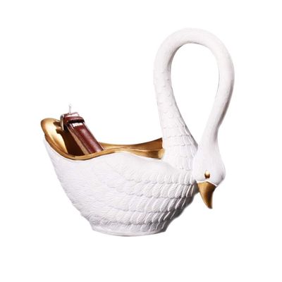 Key Tray Creative Porch Key Watch Jewelry Organizer Tray Decorative Tray Key Bowl Office Home Living Room Tea Table Coffee Bar Decor Resin Swan Shape Wedding Gifts (Color : White)