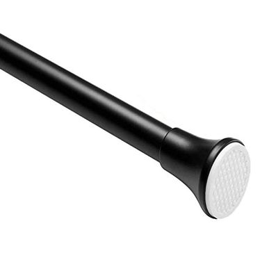 CXYGZLJ Shower Curtain Track, Modern Telescopic Shower Curtain Rod, Stainless Steel Punch-Free, Suitable for Bathroom, Wardrobe, Kitchen, Matt Black Pull Rod (Size : 140-260cm)