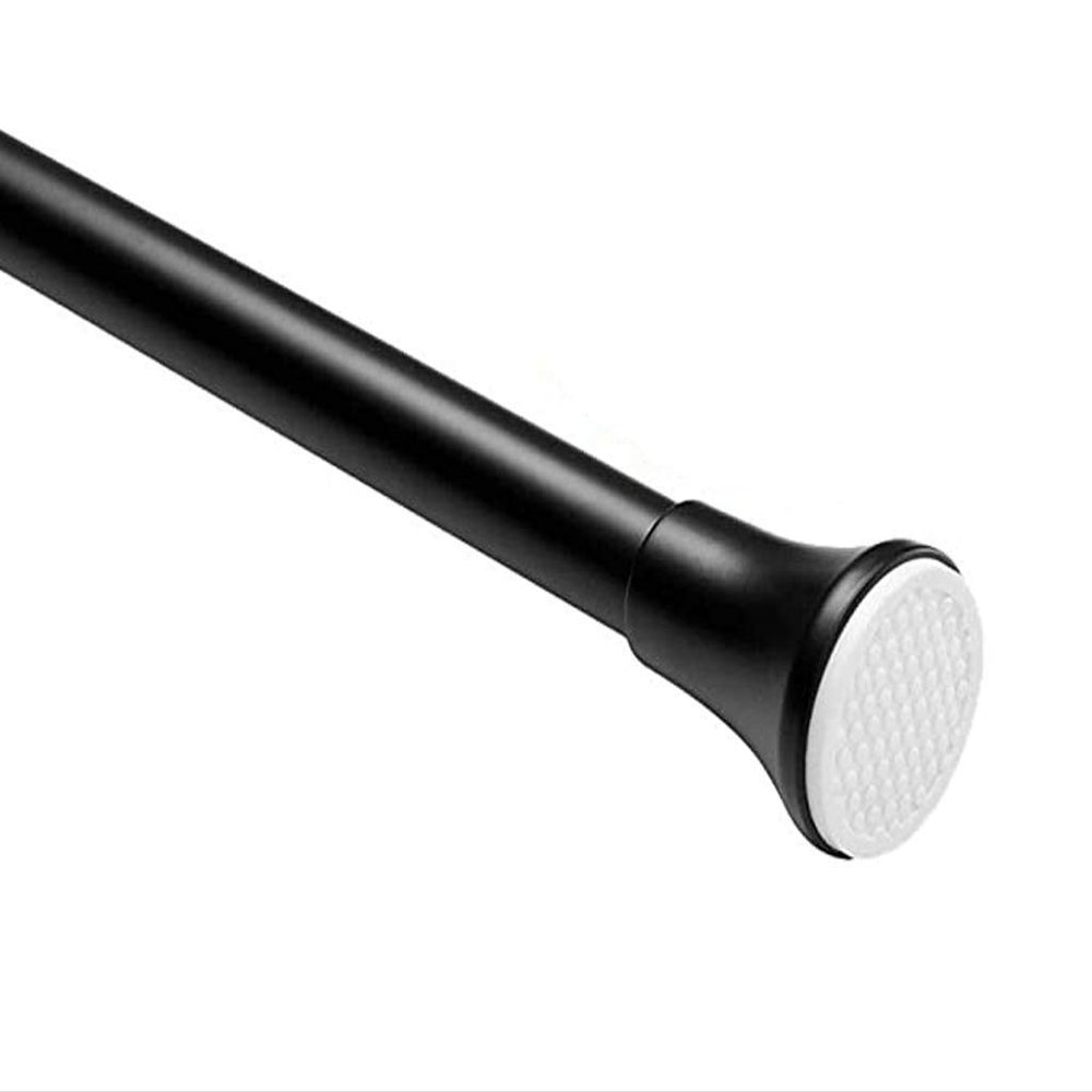 CXYGZLJ Shower Curtain Track, Modern Telescopic Shower Curtain Rod, Stainless Steel Punch-Free, Suitable for Bathroom, Wardrobe, Kitchen, Matt Black Pull Rod (Size : 140-260cm)