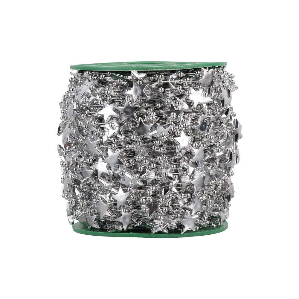 1 Roll Silver Star Bead Garland String Garland Christmas Tree Hanging Beads for Wedding Christmas Decoration Wrapping Packging Golden Silver