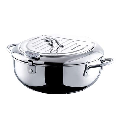 Temperature Controlled Small Deep Fryer, Tempura Small Deep Frying Pan, 304 Stainless Steel Fries, Chicken Cutlet Fryer,20cm