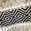 Casa Boho Christmas Stocking - Black Fringe Textured Holiday Stocking, Neutral Christmas Decor, Scandinavian Nordic Tribal Mantel Hanging Decorations, Black White Beige view 2