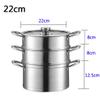 304 Stainless Steel Steamer/Soup Pot 3-layer Household With Steamer 22cm/24cm/26cm/28cm Commercial Suitable for Gas Stove/Induction Cooker Suitable for 1-6 People (Size : 22cm) view 2