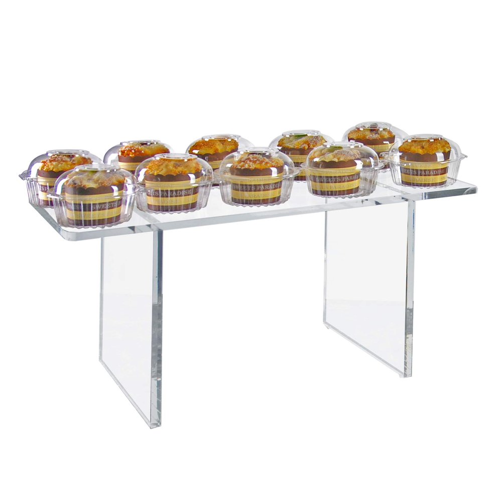 Azar Displays 515382 Acrylic Monitor Risers, Clear Showcase Shelf for Food, Dessert, Jewelry Display Stand, 22"W x 12"H 1/2"
